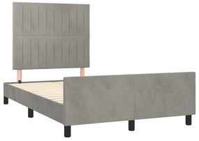 Estrutura de cama sem colchão 120x200 cm veludo cinzento-claro