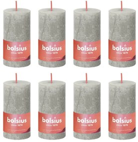 Bolsius Velas rústicas cilíndricas Shine 8pcs 100x50 mm cinzento areia