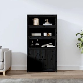 823523 vidaXL Aparador alto 80x35x154 cm madeira de pinho maciça preto
