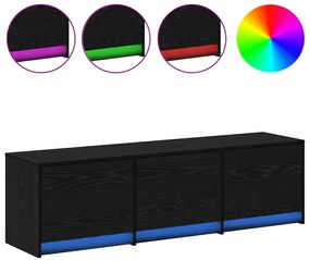 Armário de TV com LED Carvalho Preto 140x34x40 cm Madeira de Engenhari