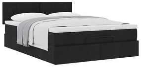 Cama otomana com colchão 140x200 cm tecido preto