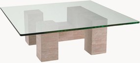 Mesa de centro em travertino com tampo de vidro Ikal
