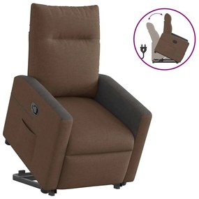 vidaXL Poltrona reclinável elevatória tecido castanho