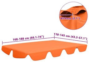 Toldo suplente baloiço jardim 188/168x145/110 cm laranja