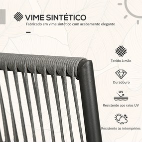 Conjunto de Móveis de Jardim de Vime 3 Peças Incluí 1 Mesa de Centro e 2 Poltronas com Almofadas Acolchoadas Cinzento