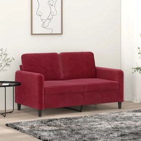 vidaXL Sofá de 2 lugares veludo 120 cm vermelho tinto
