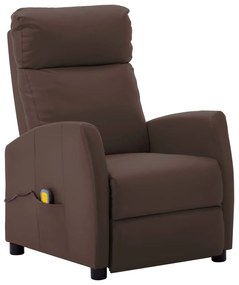vidaXL Cadeira de massagens couro artificial castanho