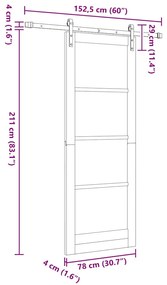 Porta Deslizante vidaXL com Conjunto de Ferragens Branca 78x211 cm Mad