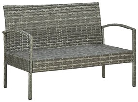 4 pcs conjunto lounge de jardim c/ almofadões vime PE cinzento