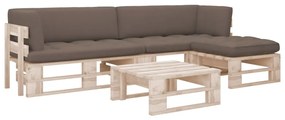 vidaXL 4 pcs conj. lounge paletes c/ almofadões pinho impregnado