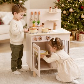 Cozinha Infantil de Brinquedo, 54 x 30,5 x 80,5 cm, Arrumação Integrada, Bege
