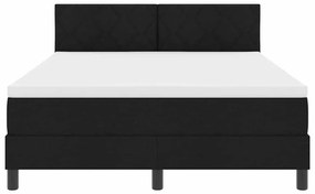 Cama Box Spring com Colchão &amp; Luz LED Preta 140x190 cm Tecido