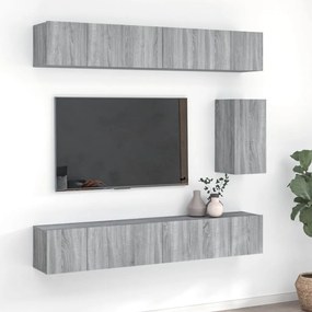 vidaXL Conjunto móveis de TV 7 pcs madeira processada sonoma cinza