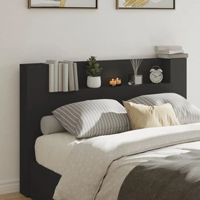 vidaXL Armário de cabeceira com luzes LED 160x16,5x103,5 cm preto