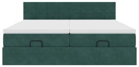 Estrutura de cama otomana com colchão verde escuro veludo