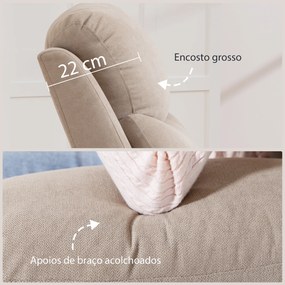 Poltrona Reclinável Manual com Tecido de Aspeto em Linho e Apoio para os Pés 85x93x105 cm Bege