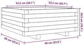 Vaso/floreira de jardim 60x60x26,5 cm pinho maciço castanho-mel