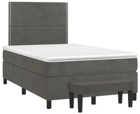 Cama boxspring com colchão 120x200 cm veludo cinzento-escuro