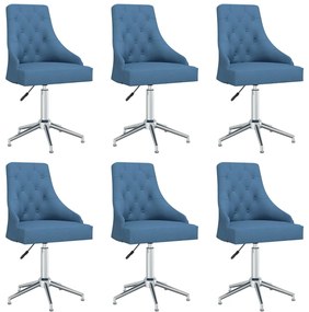 vidaXL Cadeiras de jantar giratórias 6 pcs tecido azul