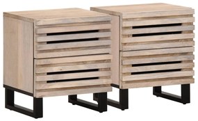 vidaXL Mesas de cabeceira 2 pcs 40x34x46cm mangueira branqueada maciça