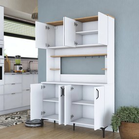 Armário Multiusos JE176 – Branco e Nogueira – 120x187,2x40 cm