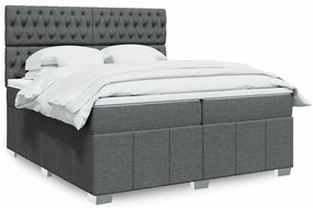 vidaXL Cama com molas/colchão 200x200 cm tecido cinzento-escuro