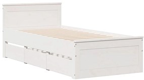 Cama com estante sem colchão 90x200 cm pinho maciço branco