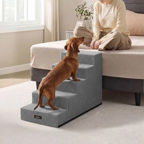 Escada para cães em espuma com 5 degraus, 76 x 40 x 57 cm cinzento