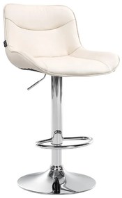 Banco alto em couro sintético com estrutura prateada 85-106 x 49 x 51 cm cor creme