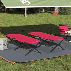 vidaXL Cama de Camping Dobrável Manual 2 pcs Vermelho 210 x 80 x 46 cm