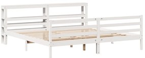 Cama sem colchão 200x200 cm madeira de pinho maciça branco