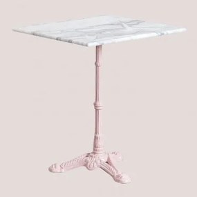 Mesa De Bar Quadrada Em Pedra Natural Azteca Mármore Branco Guangxi - Rosa Algodão Doce & 60 X 60 Cm - Sklum