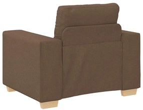 Conjunto de Sofás de 3 Peças com Almofadas em Tecido Castanho