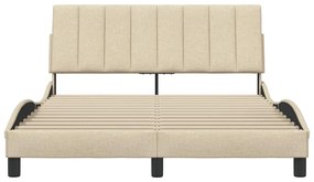 Estrutura de cama sem colchão 140x190 cm tecido cor creme