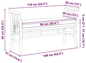Banco de Jardim vidaXL com Almofada de 110 cm em Bambu