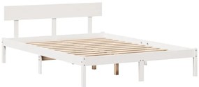 Cama sem colchão 120x190 cm madeira de pinho maciça branco