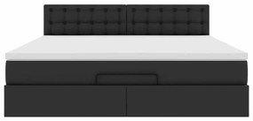 Estrutura de cama otomana com colchão 160x200 cm preta