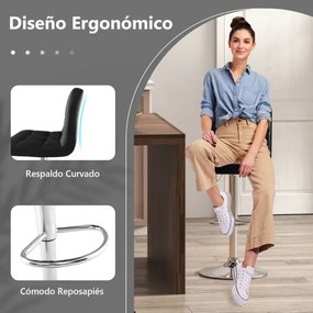 Conjunto de 2 bancos bar em pele sintética com assento giratório de 360° de altura ajustável, apoio para os pés e cadeira de jantar com base metálica