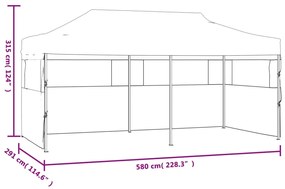 Tenda de festa pop-up dobrável paredes laterais 3x6 m antracite