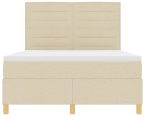 Cama Box Spring com Colchão Creme 160x200 cm Tecido