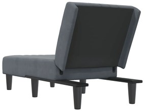Chaise longue veludo cinzento-escuro