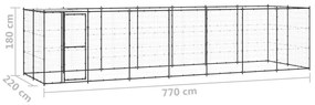Canil de exterior com telhado 16,94 m² aço