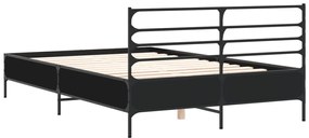 Estrutura de cama 120x190 cm derivados de madeira/metal preto
