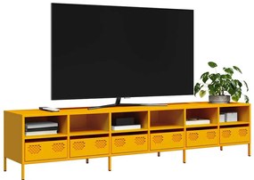 Móvel de TV 202x39x43,5 cm aço laminado a frio amarelo mostarda