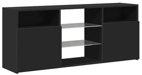 Móvel de TV com luzes LED 120x30x50 cm preto