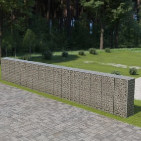 vidaXL Muro gabião com tampas aço galvanizado 900x50x150 cm
