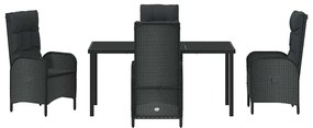 Conjunto de Jantar de Jardim com 5 Peças em Rattan Sintético Preto.