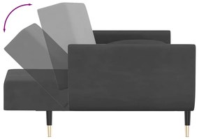 Sofá-cama 2 lugares com duas almofadas veludo cinzento-escuro
