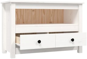 Móvel de TV 79x35x52 cm madeira de pinho maciça branco