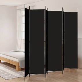 350209 vidaXL Divisória de quarto com 6 painéis 300x220 cm tecido preto